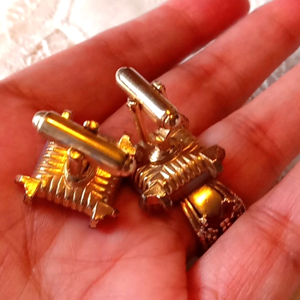 Cufflinks, VTG, Rose Quartz,GoldTone( Not sure of caliber) Luxury - Picture 4 of 4